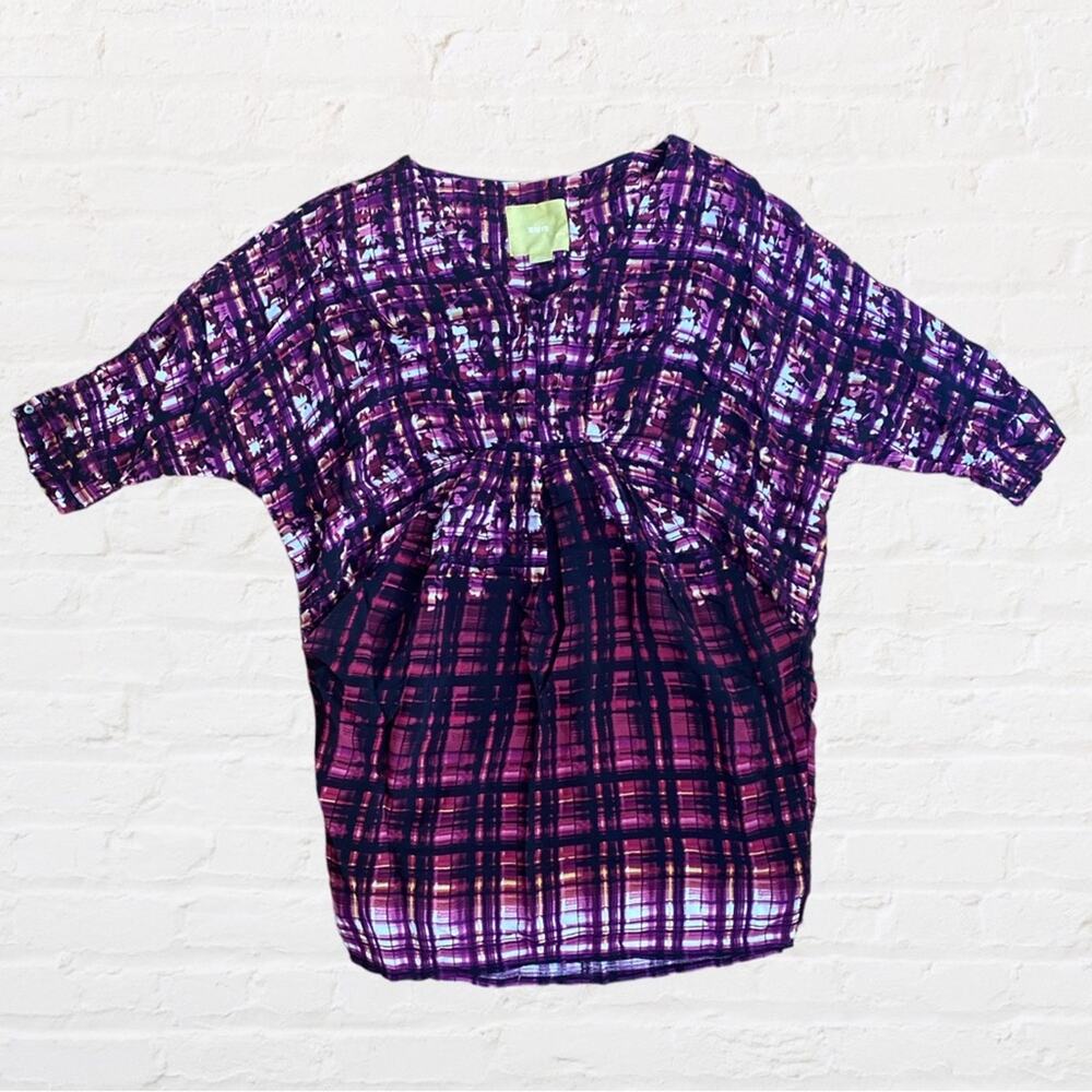 Anthropologie Maeve Womens S Purple V-Neck Pocket Mini Oversized Dress - Picture 3 of 8